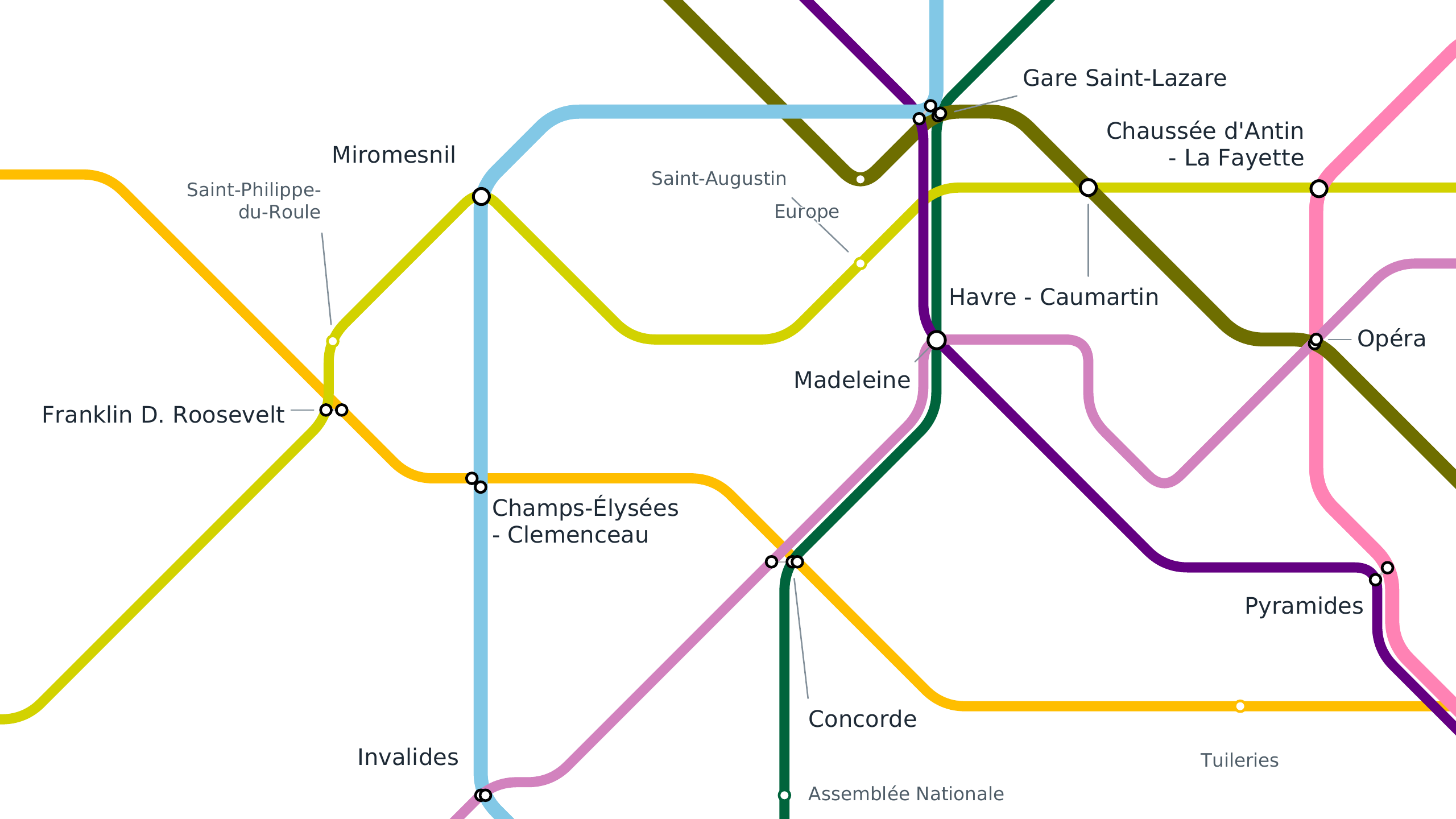 Close-up of a Paris Métro map generated by MapEX