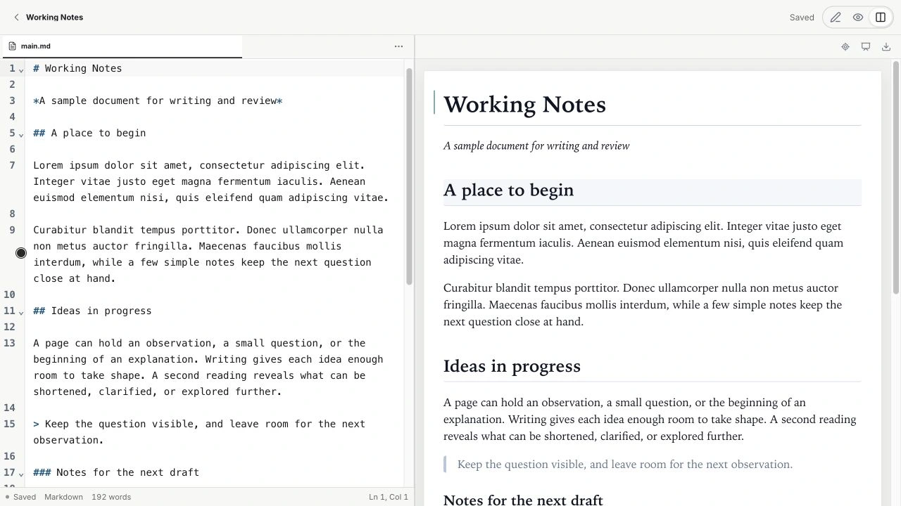 VEXTA 0.6.2 sample writing workspace
